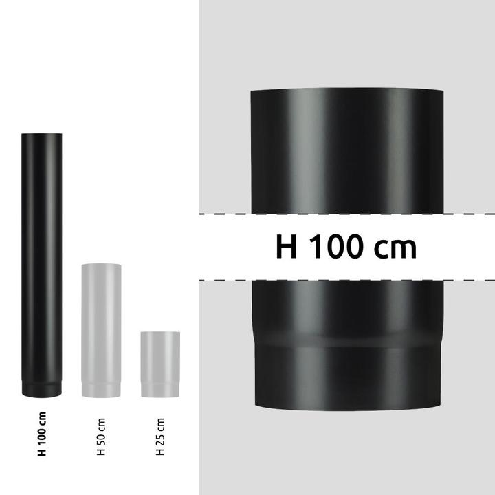 [HSFFWNNOL1200] Vitreous enamel flue pipe 120x1000 mm black matt Save Plus Light