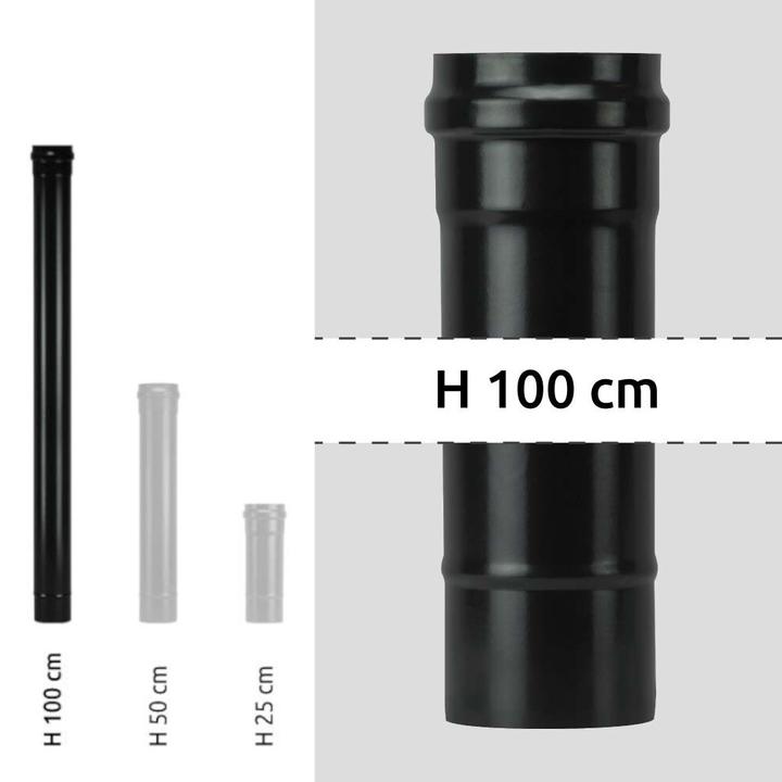 [HSFFPPNL1000] Vitreous enamel flue pipe 100x1000 mm black matt Save Pellet Light