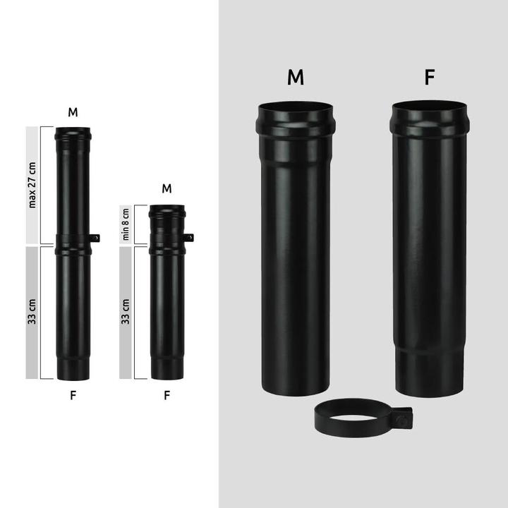 [HSFFPPNL0842] Vitreous enamel telescopic set 80x330 mm black matt Save Pellet Light